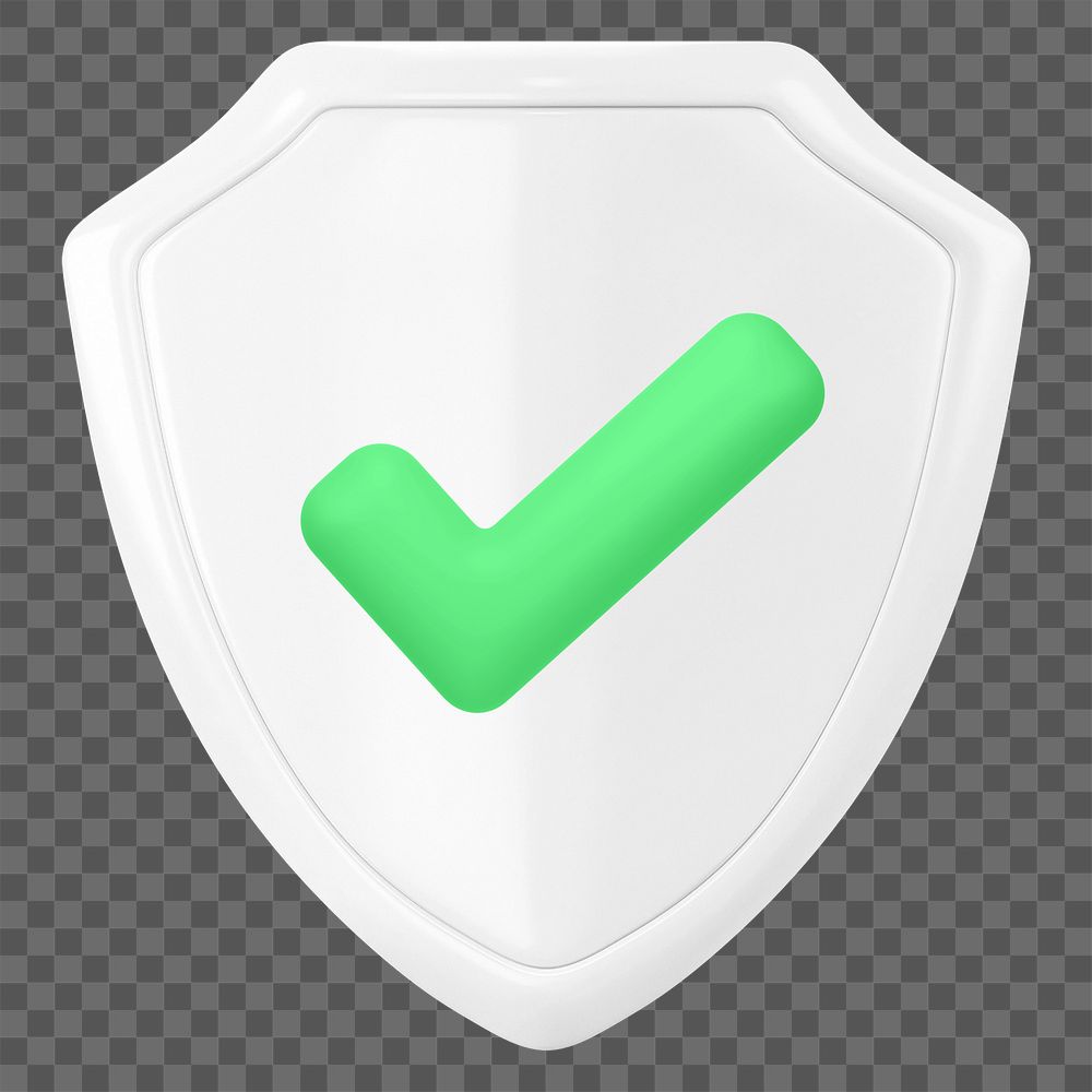 PNG 3D check mark shield, element illustration, transparent background
