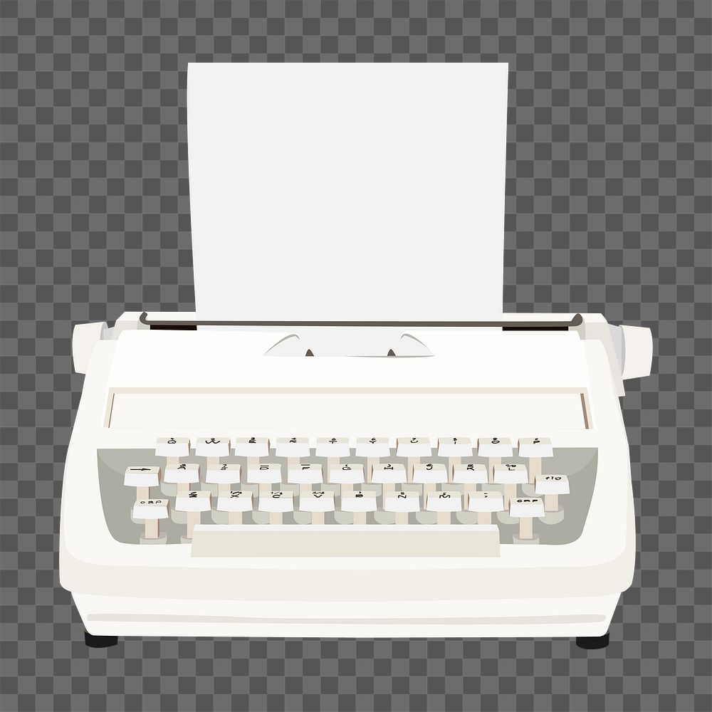 Retro png white typewriter, 
