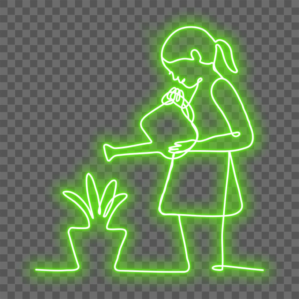 PNG neon green plant illustration, transparent background