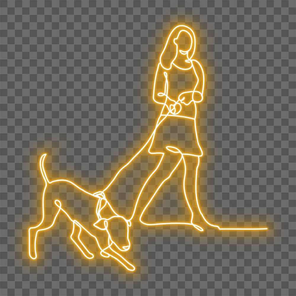 PNG neon yellow dog walker illustration, transparent background