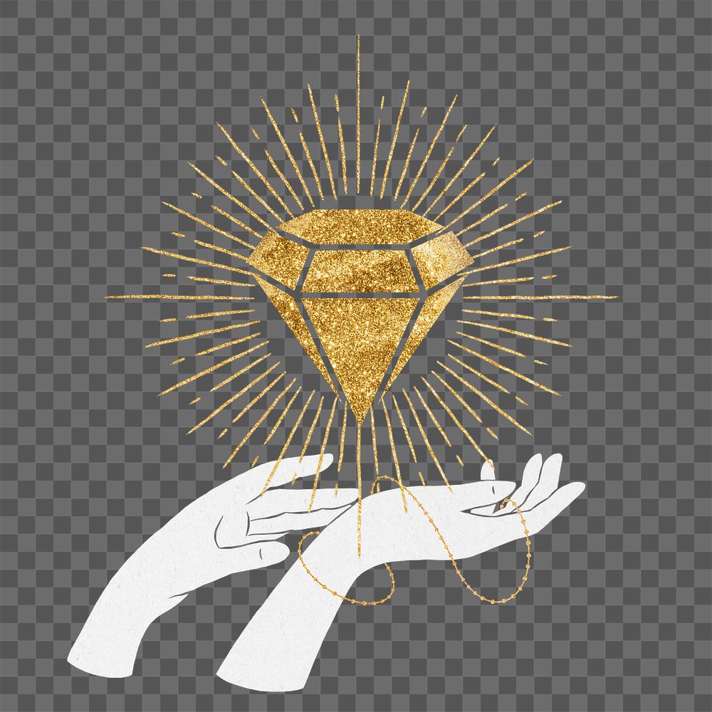 Png gold diamond collage element remix, transparent background