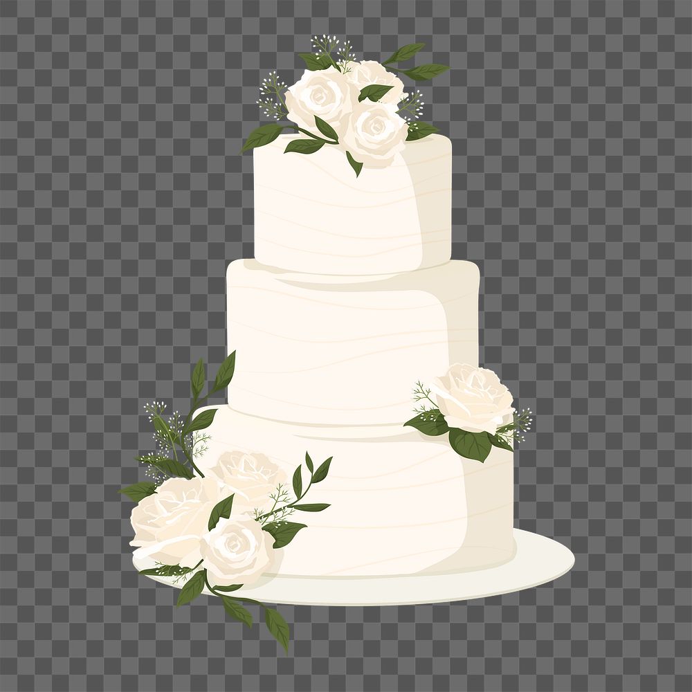 Floral png wedding cake, transparent background