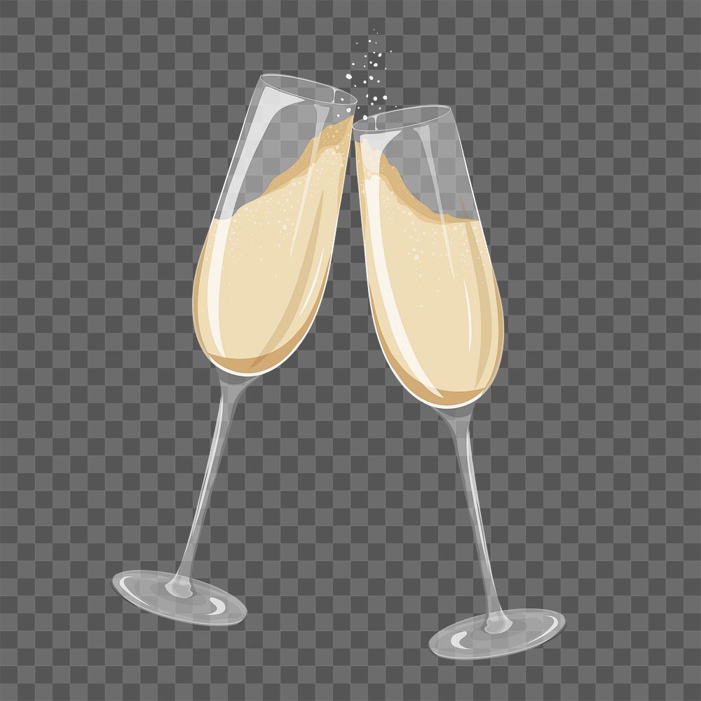 Clinking png champagne glasses,  transparent background