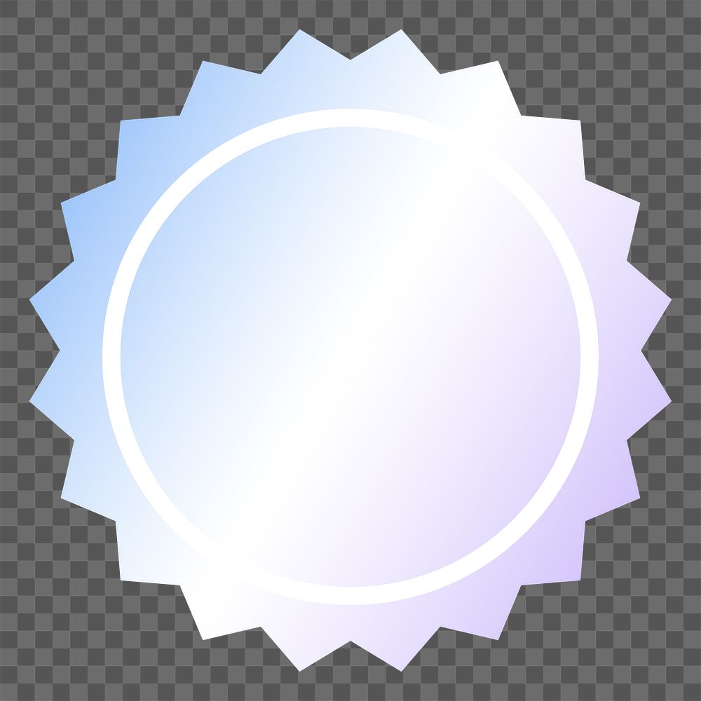 PNG jagged circle, gradient blue and pink pastel badge  transparent background