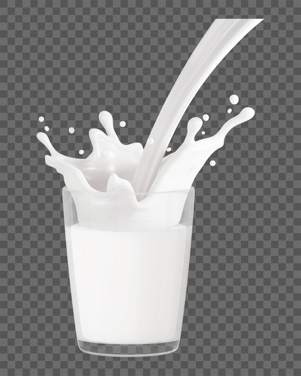 PNG 3D glass of milk, element illustration, transparent background