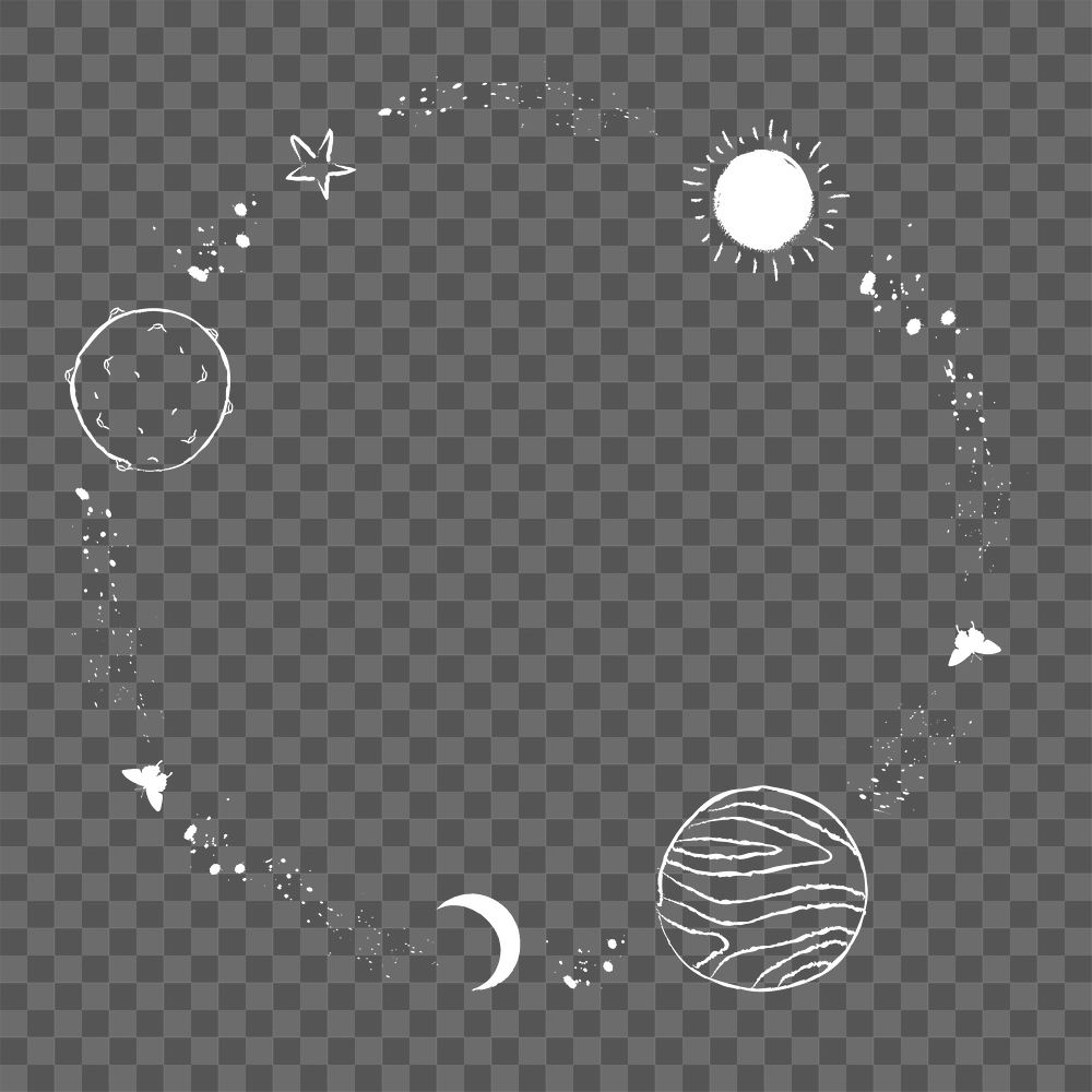Galaxy doodle frame, cute solar system illustration