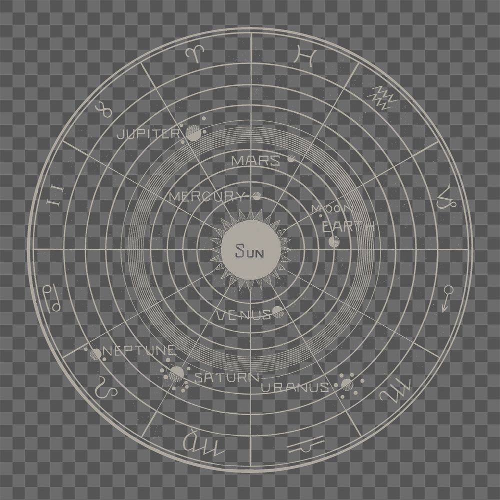 PNG Astrology horoscope chart, celestial art illustration, transparent background