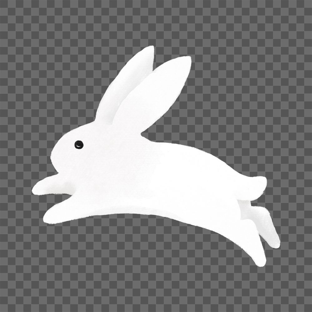 Cute white rabbit png, animal illustration, transparent background