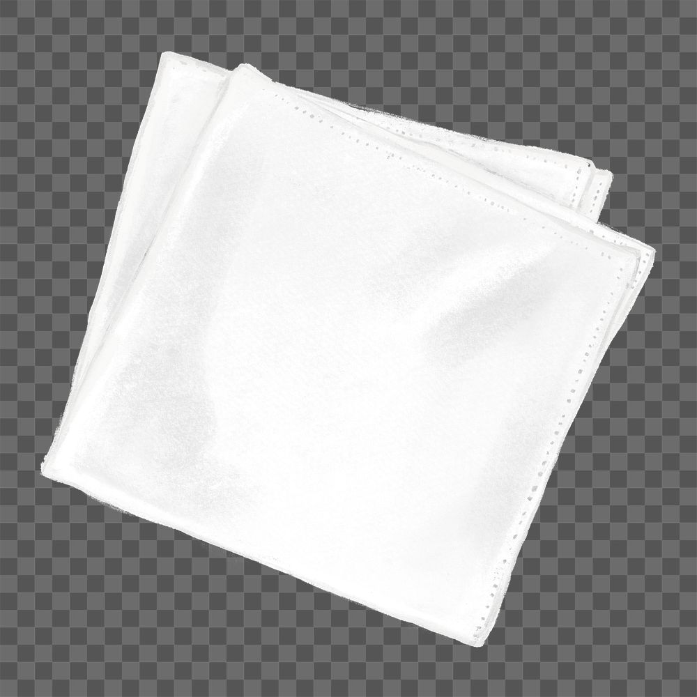 White napkin png, object illustration, transparent background