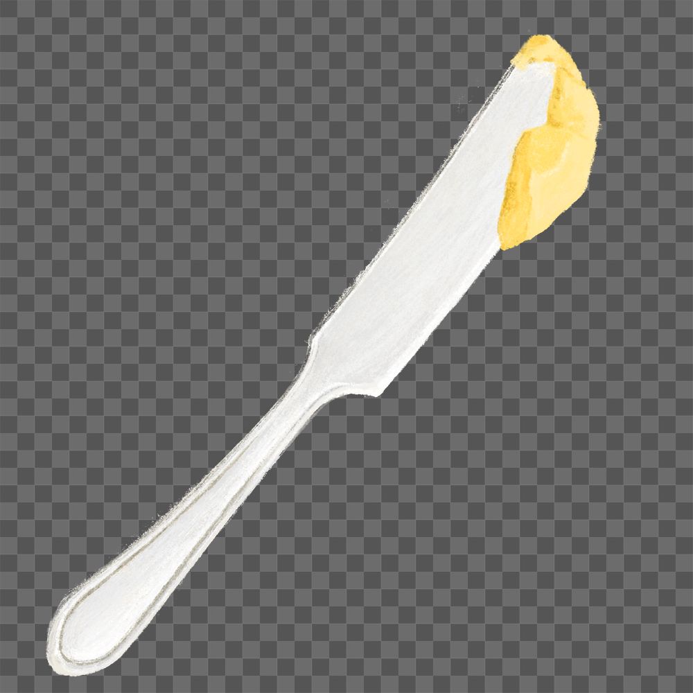Butter knife png, cutlery illustration, transparent background