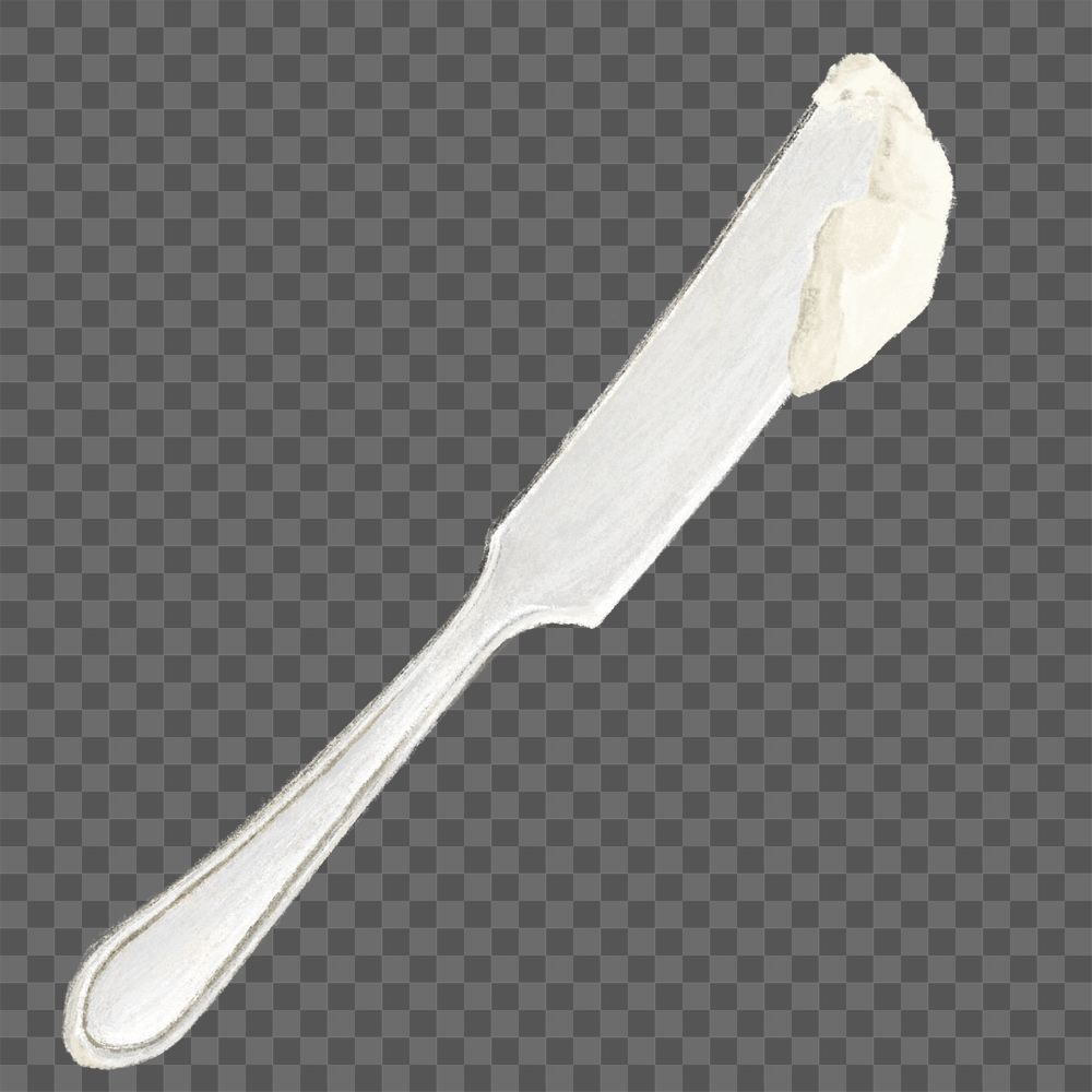 Butter knife png, cutlery illustration, transparent background