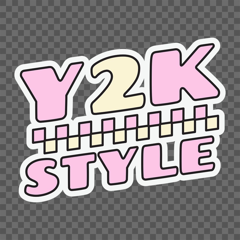 Y2k style png typography, transparent background