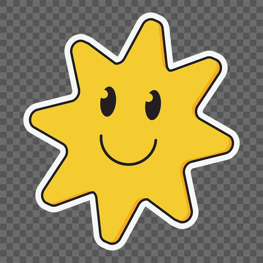 Smiling starburst png, transparent background