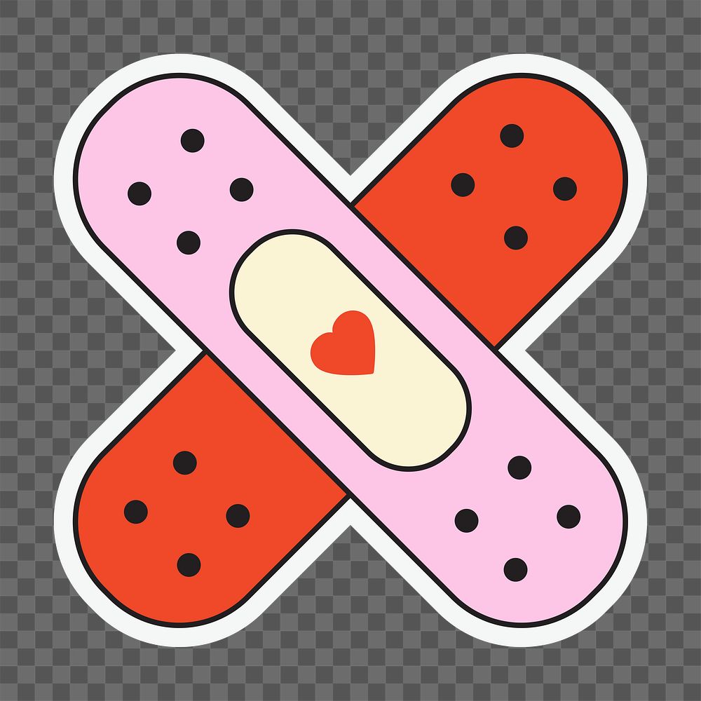 X cross bandage png, love illustration, transparent background