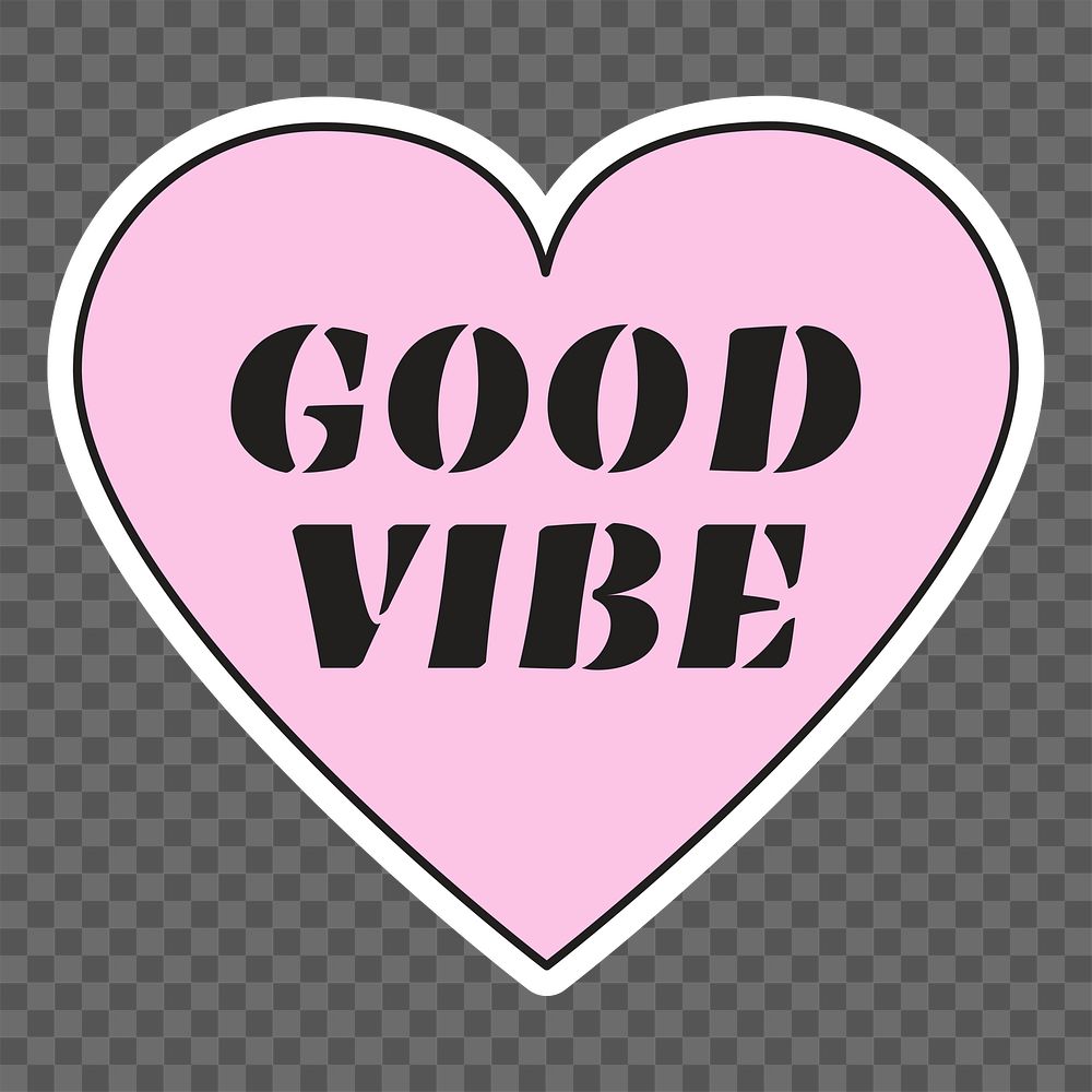 Good vibe heart png, love illustration, transparent background
