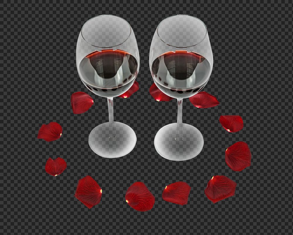 Red wine glasses png, transparent background
