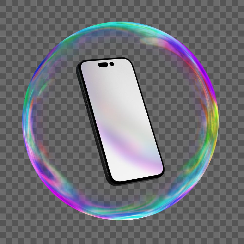 3D smartphone screen png sticker, digital device, transparent background