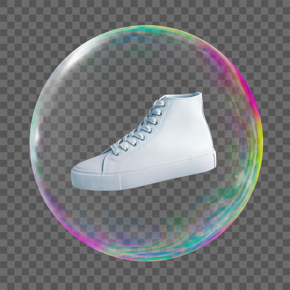 PNG white high-top sneakers sticker, transparent background