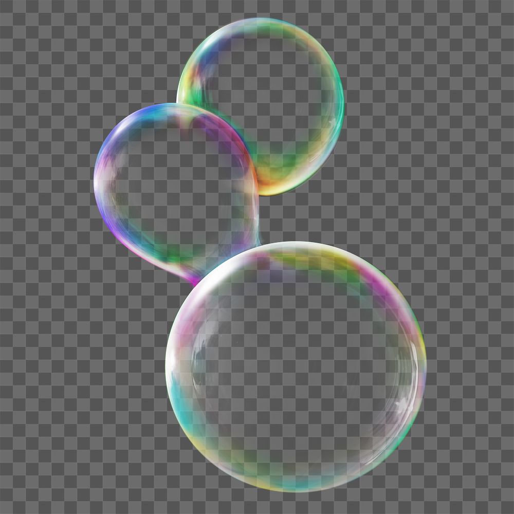 Holographic bubble shape png sticker, 3D rendering graphic, transparent background