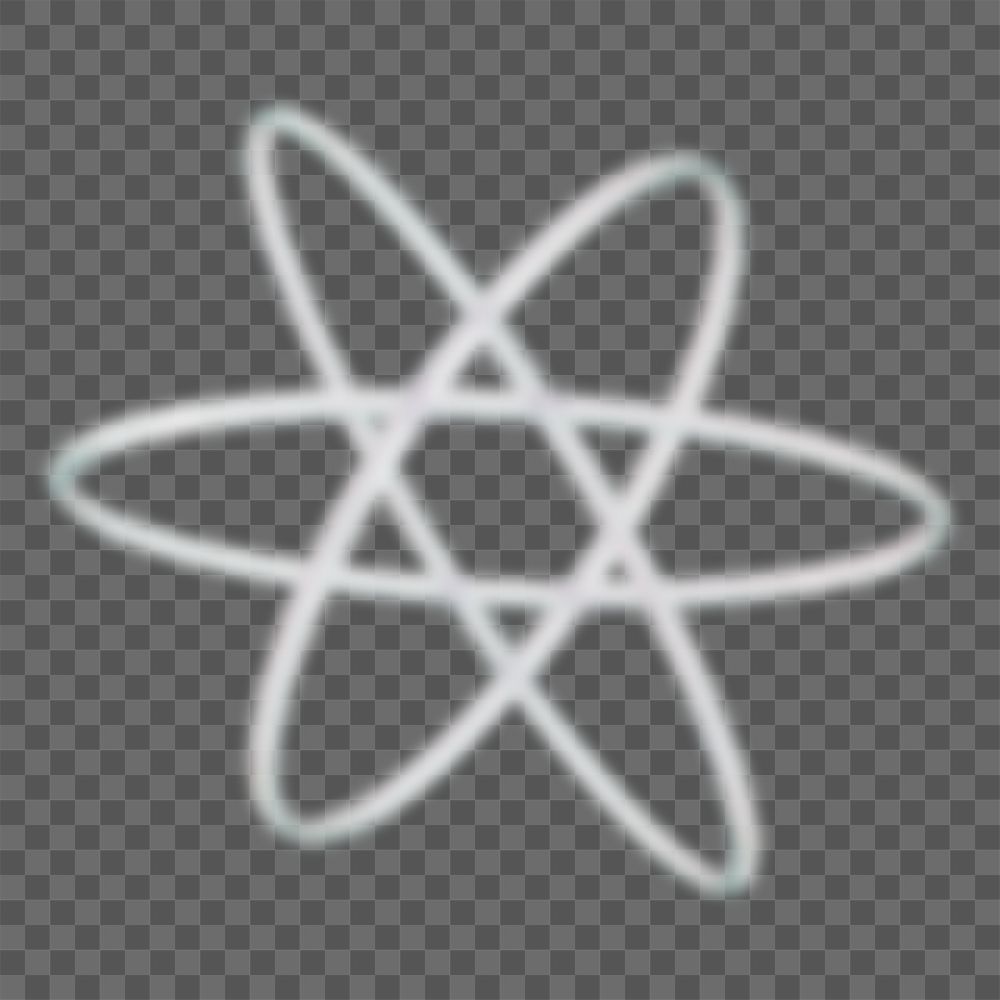 3D atom png icon, transparent background