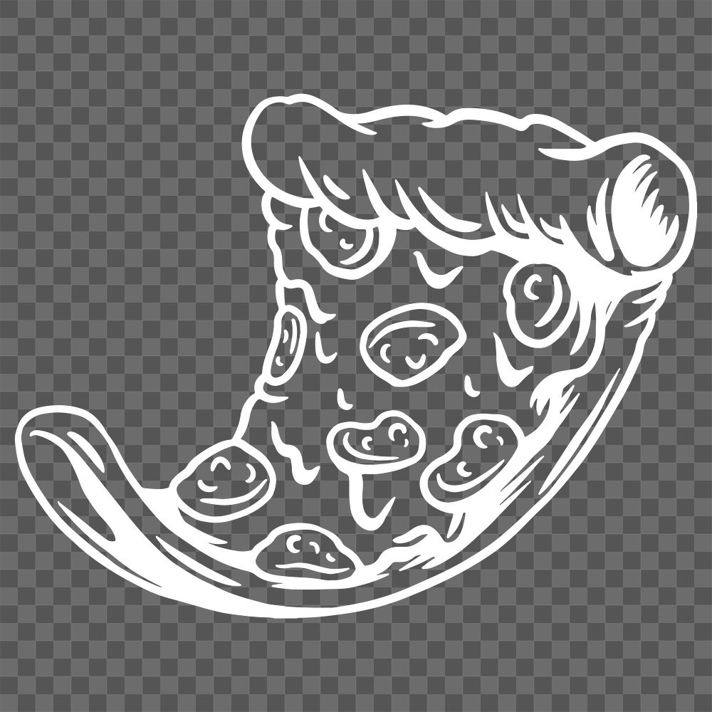 Pizza slice png element, drawing illustration, transparent background