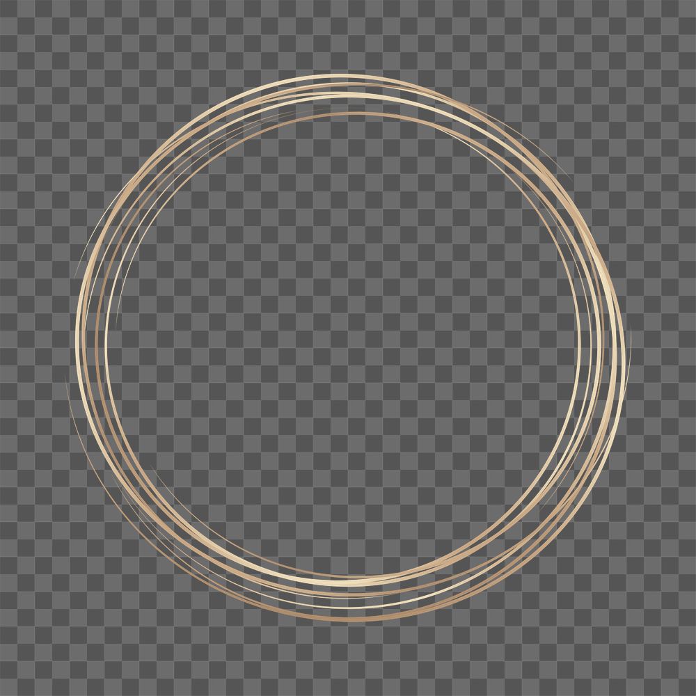 Gold round png frame, transparent background