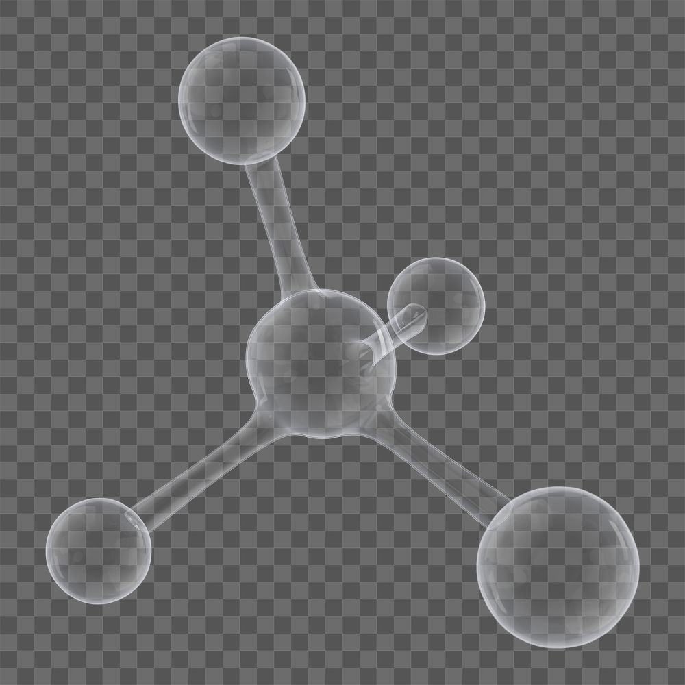 Science icon png 3D molecule, transparent background