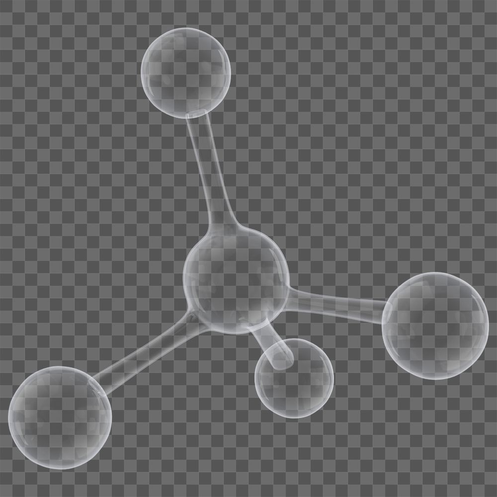 3D molecule png science icon, transparent background