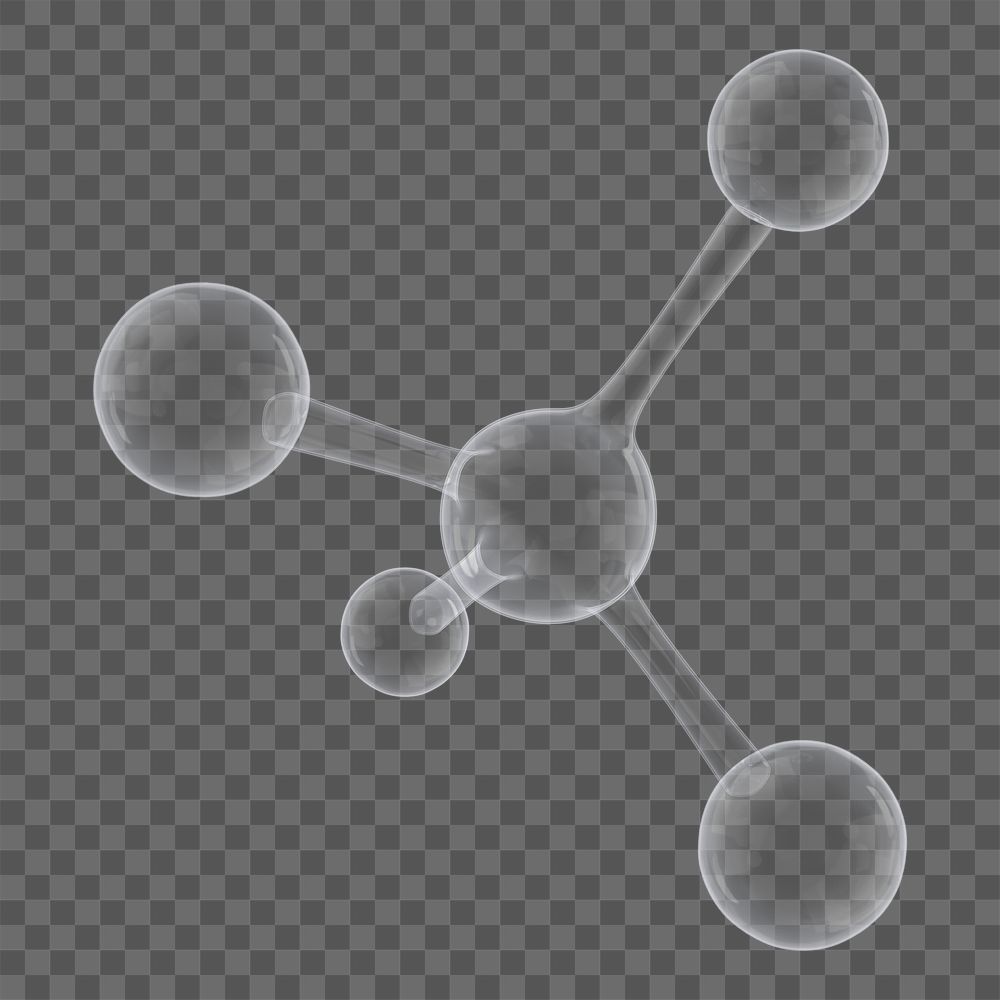 Science icon png 3D molecule, transparent background