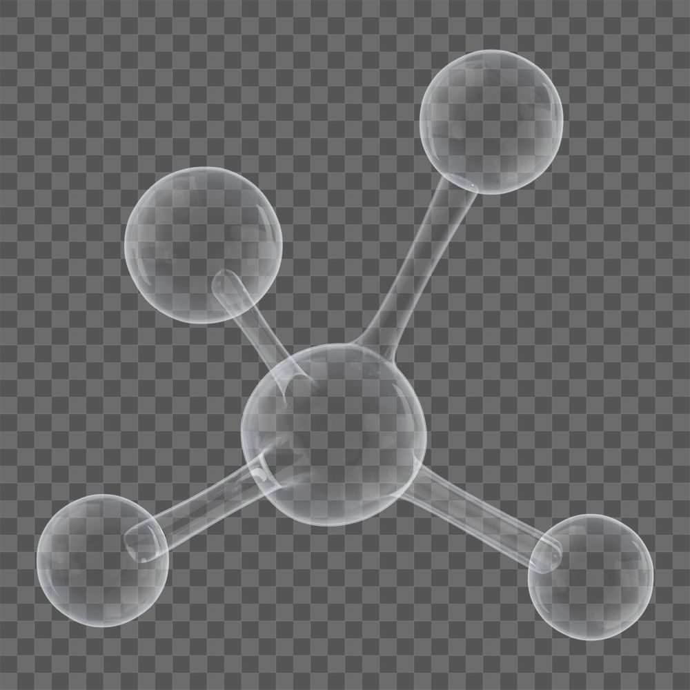 3D molecule png science icon, transparent background