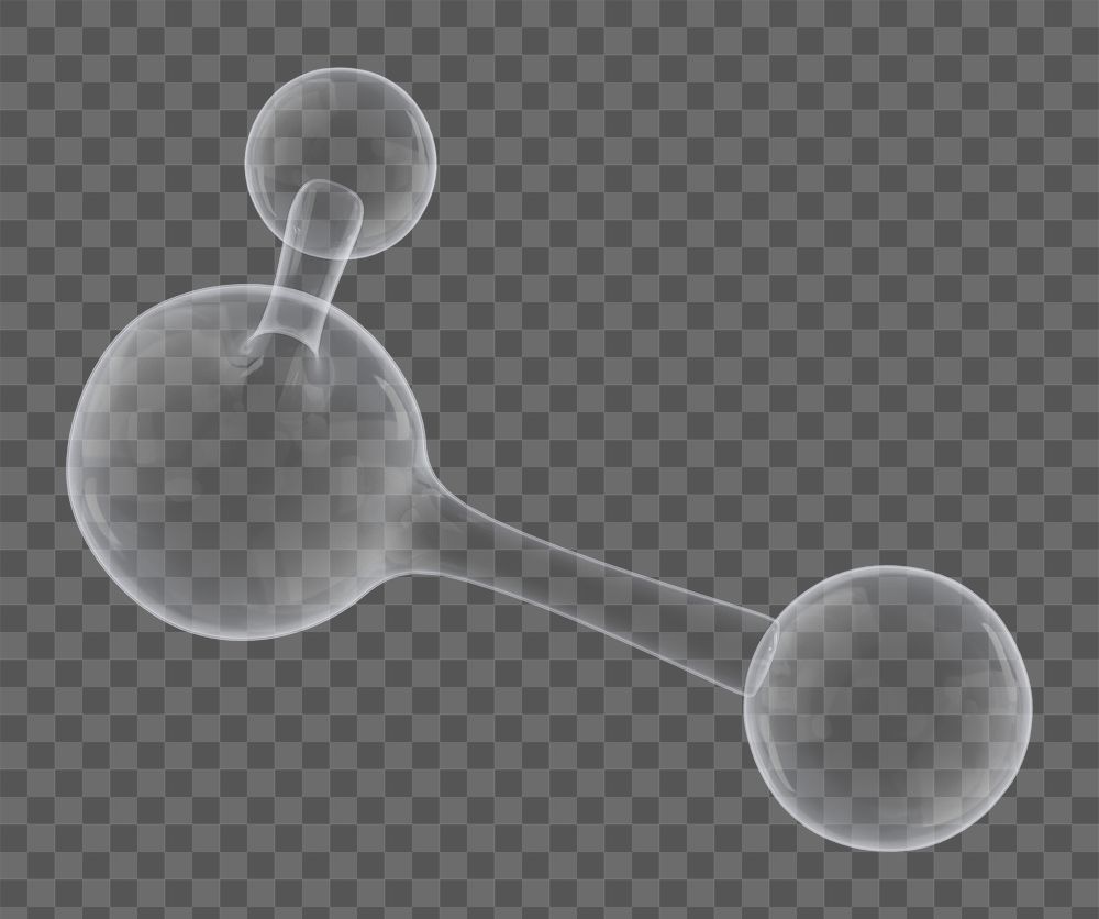 3D molecule png science icon, transparent background
