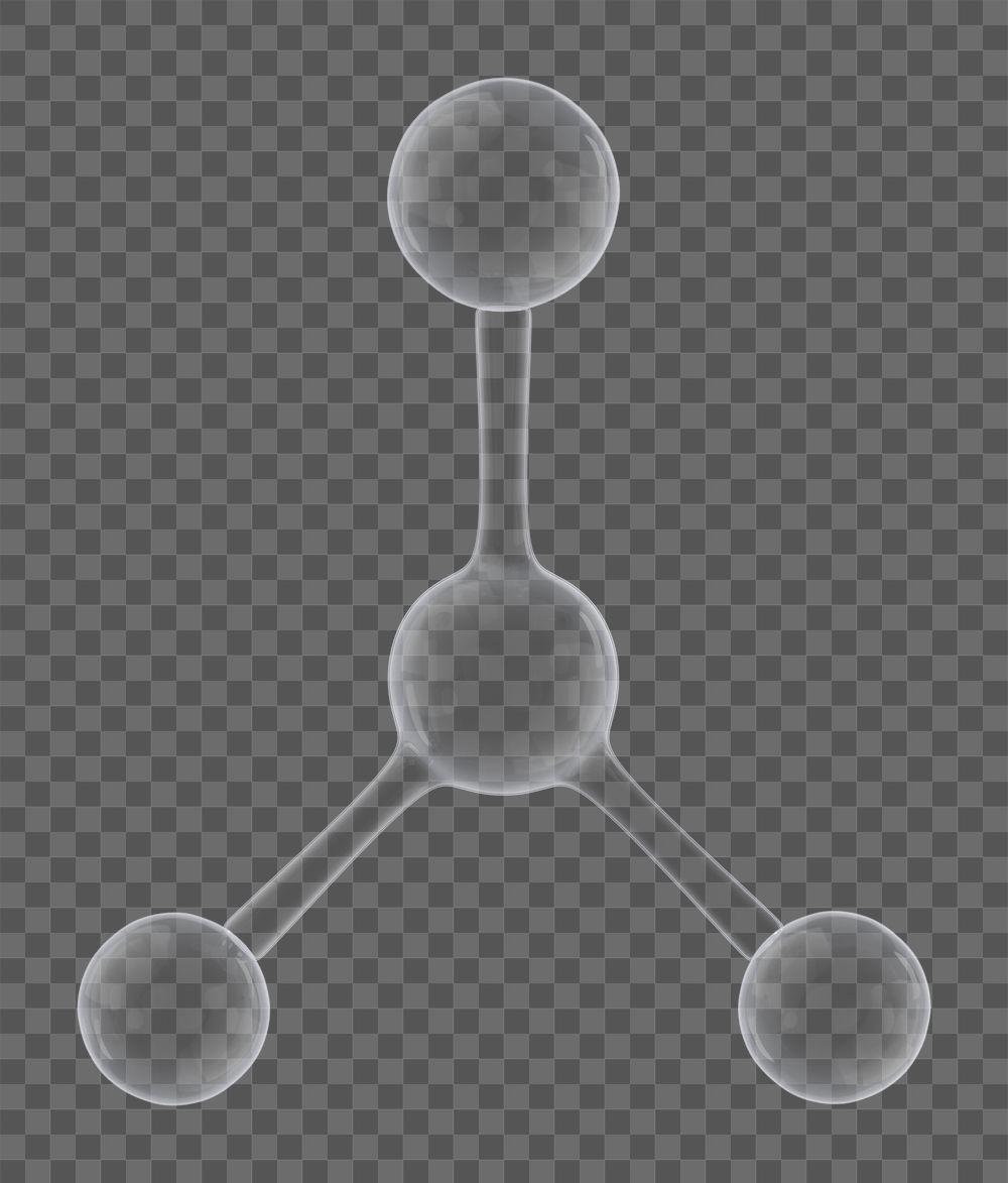 3D molecule png science icon, transparent background