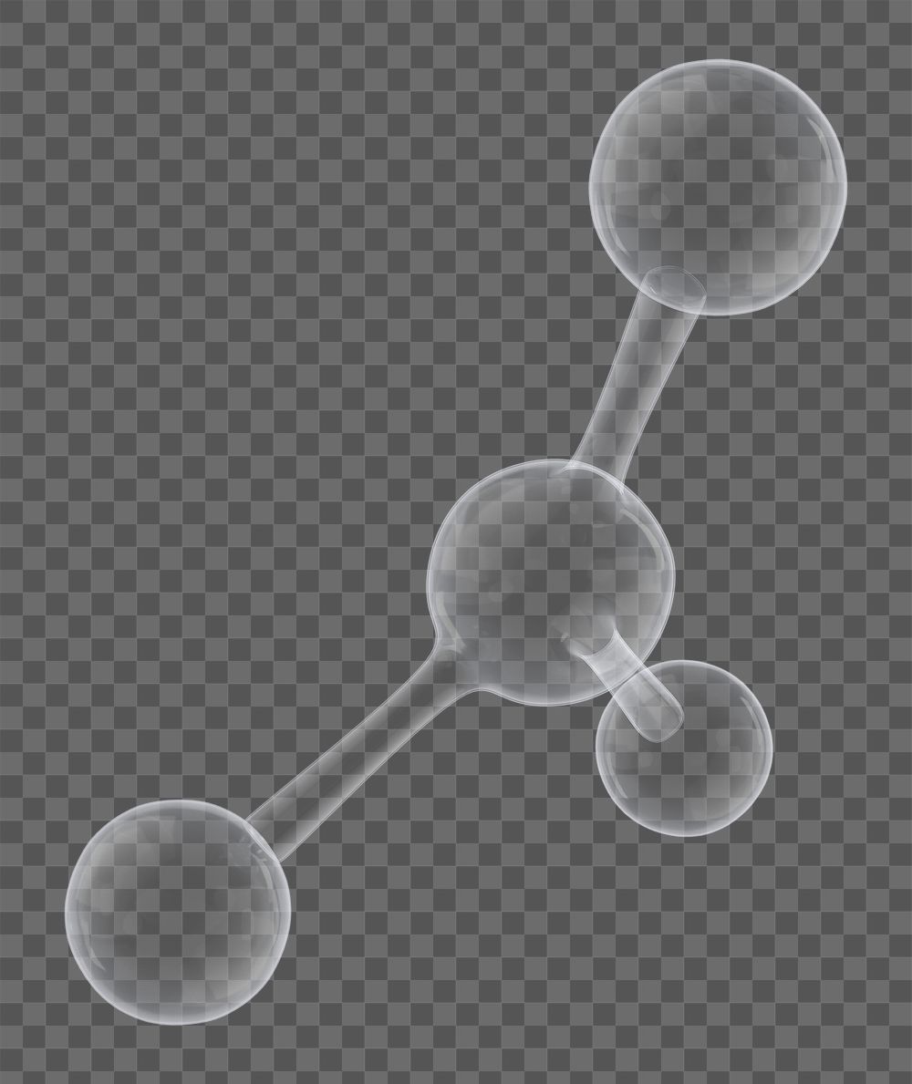 3D molecule png science icon, transparent background