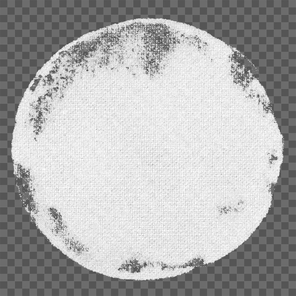 White circle block print png element, transparent background