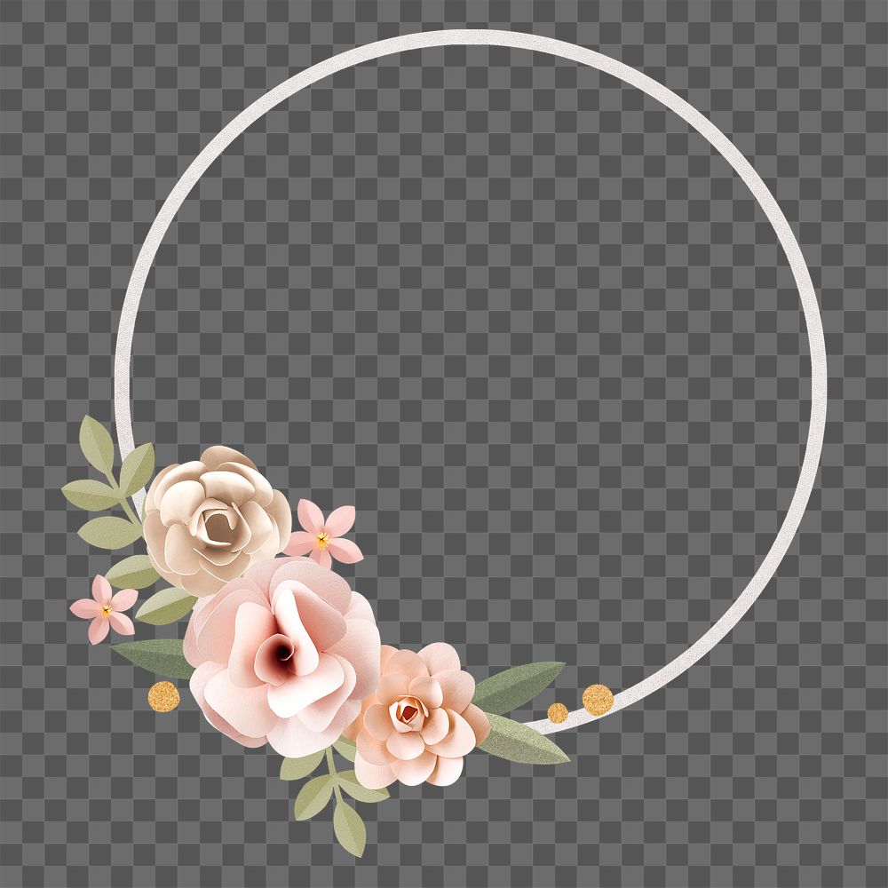 Flower frame png element, transparent background