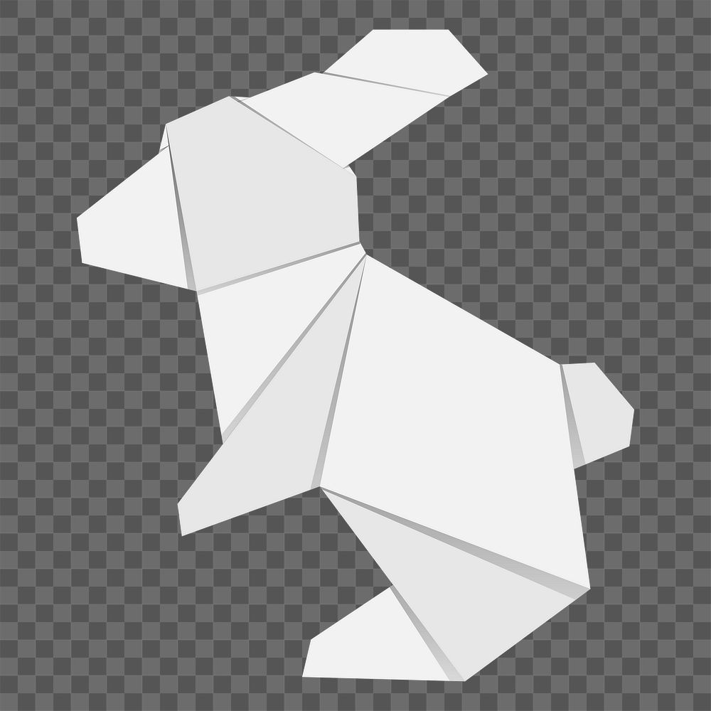 Png white rabbit origami element, transparent background