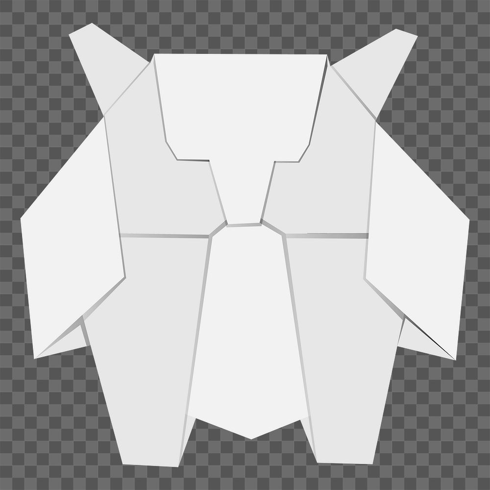 Png white owl origami element, transparent background
