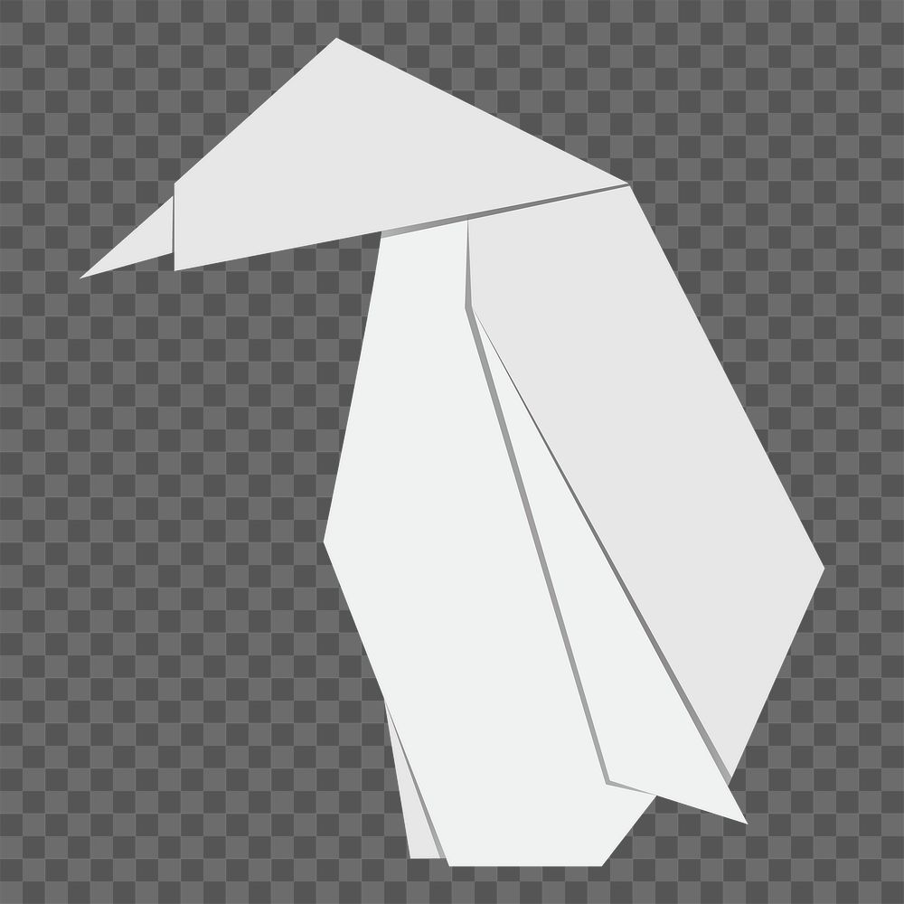 Png white penguin origami element, transparent background