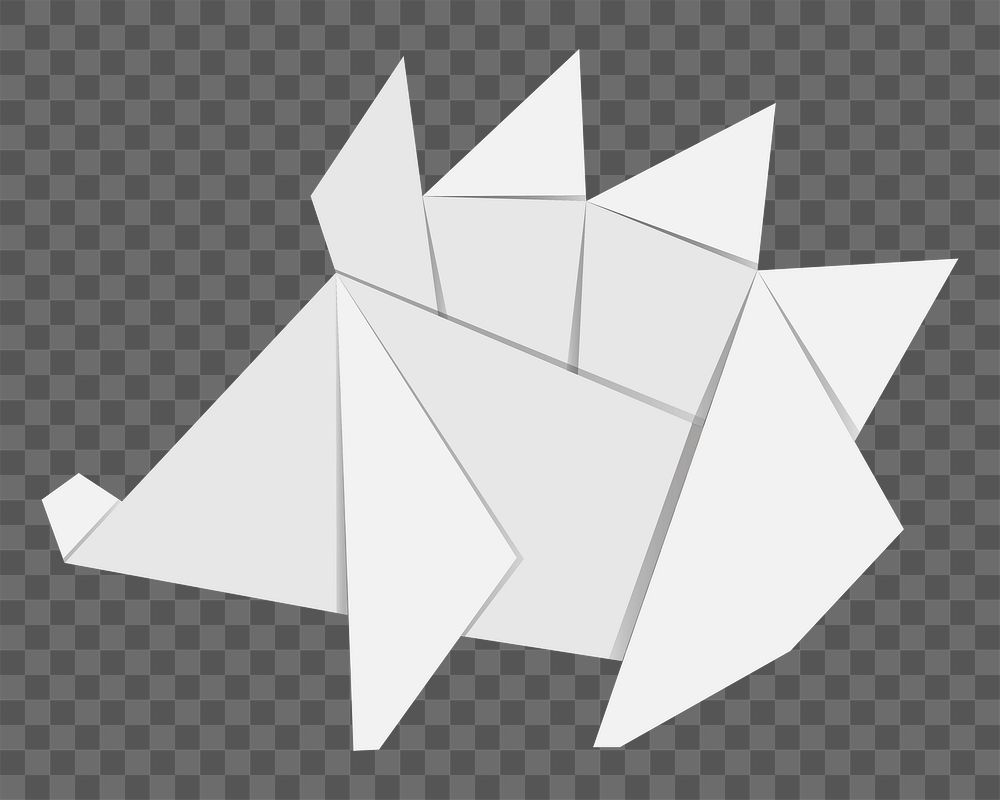 Png white porcupine origami element, transparent background