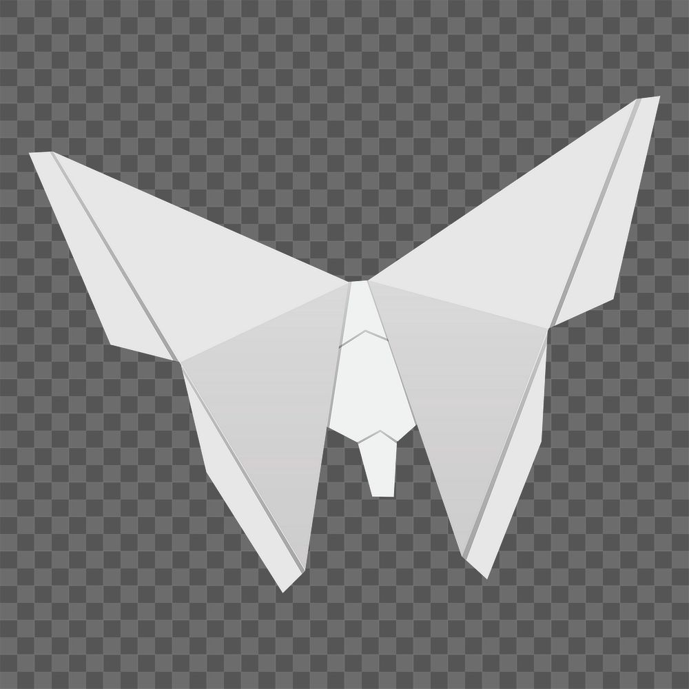 Png white butterfly origami element, transparent background