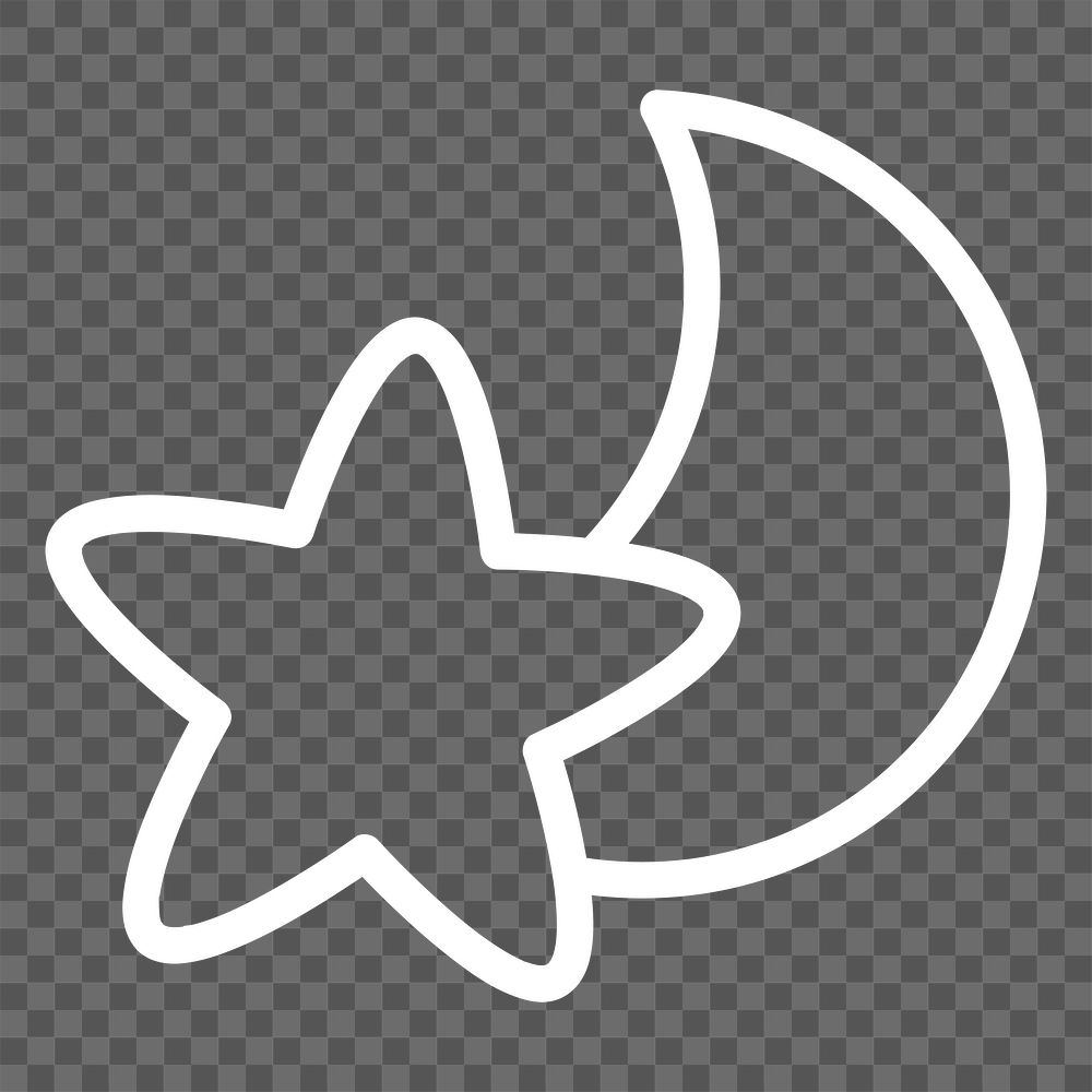 PNG Star and moon doodle illustration sticker, transparent background