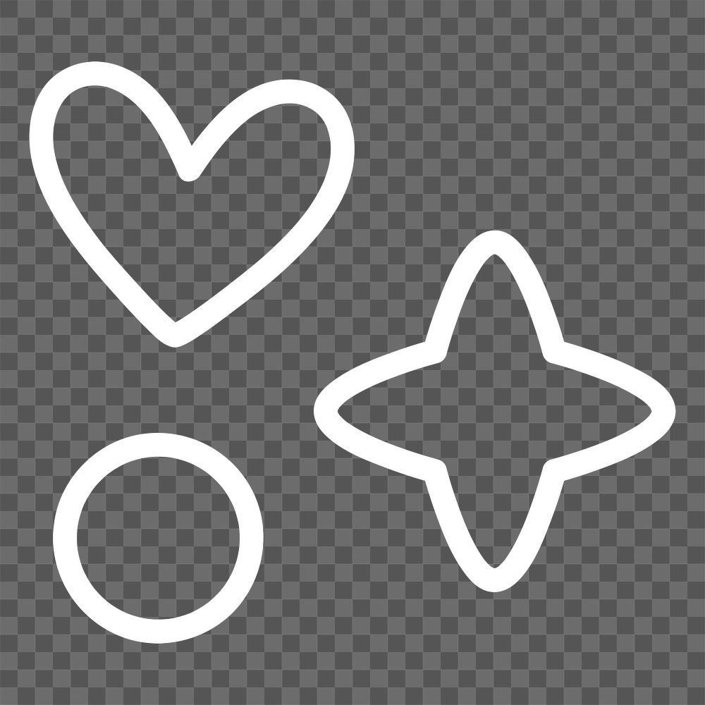 PNG Star and heart doodle illustration sticker, transparent background