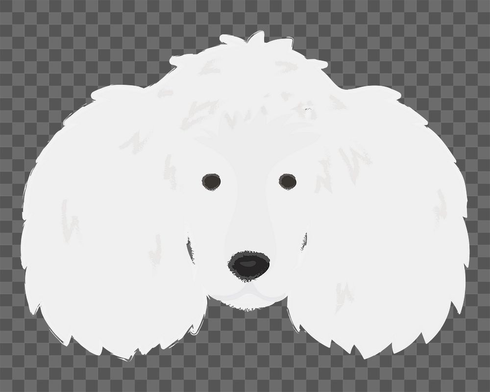 Png white poodle dog hand drawn sticker, transparent background