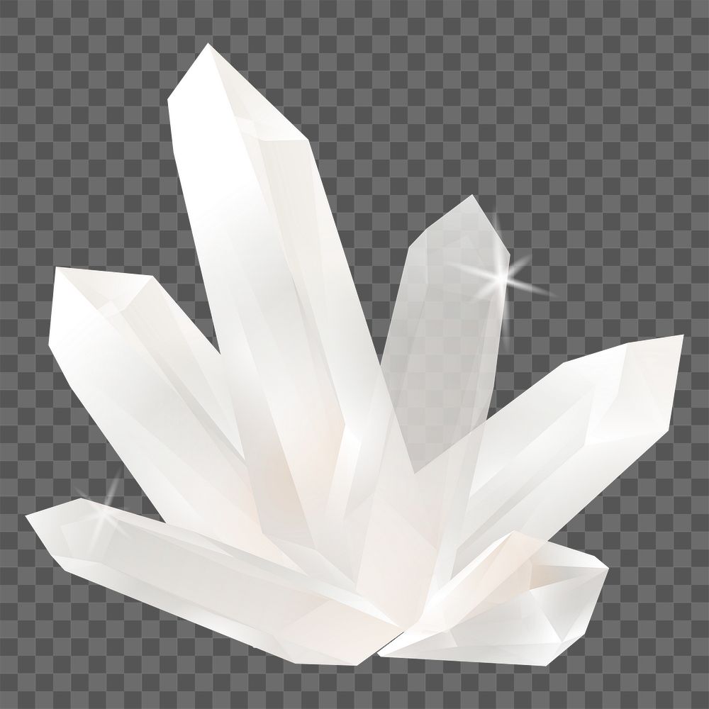 Png white crystals design element, transparent background