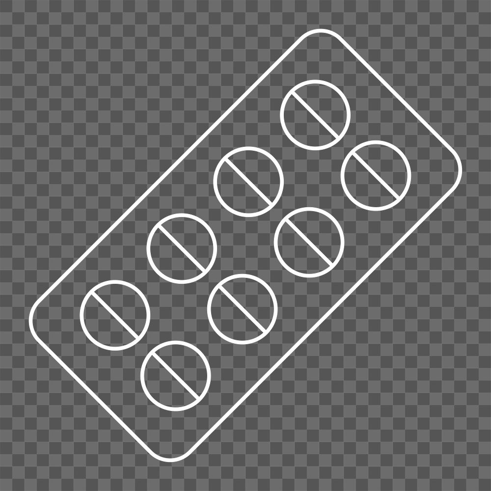 Medical drug packet png line illustration, transparent background