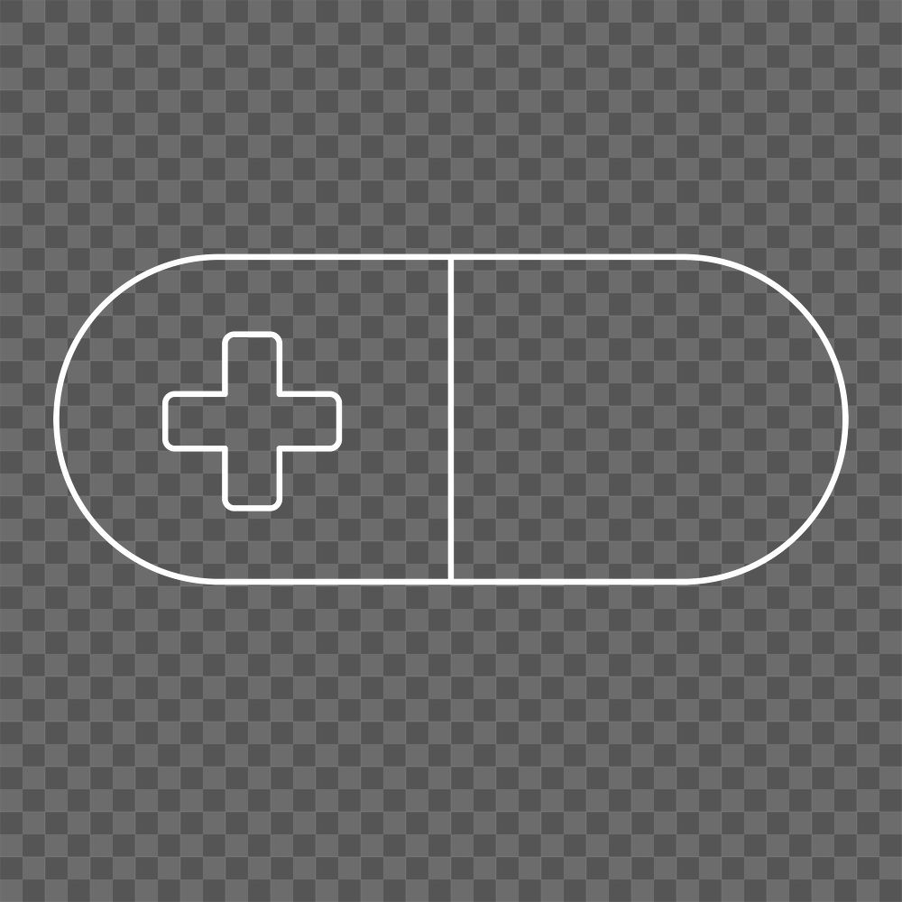 Medicine capsule png line icon, transparent background