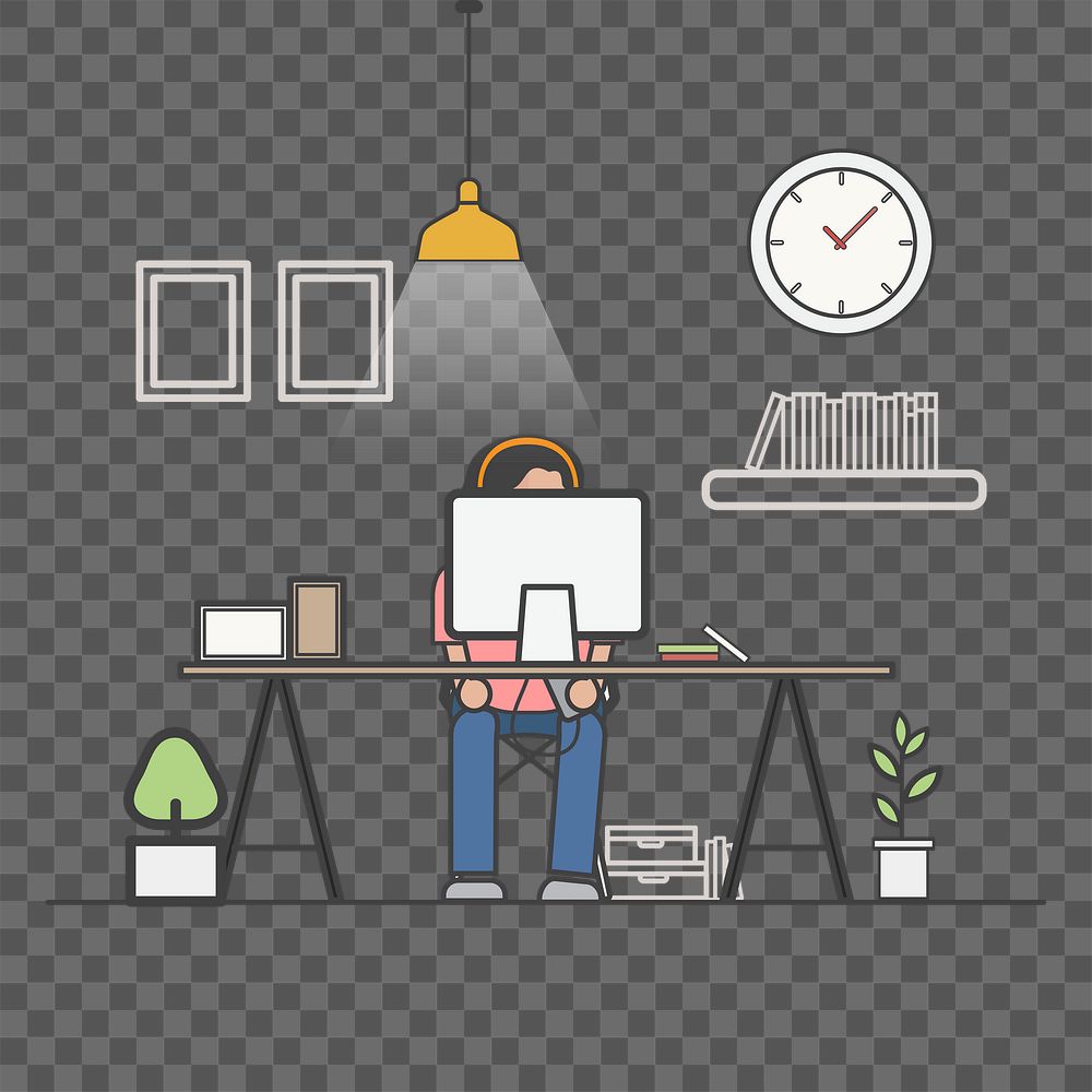 Working png illustration, transparent background