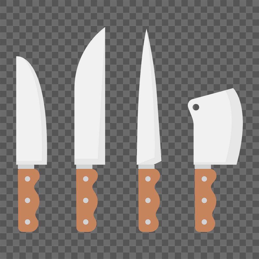 Png  kitchen knives set  sticker, transparent background