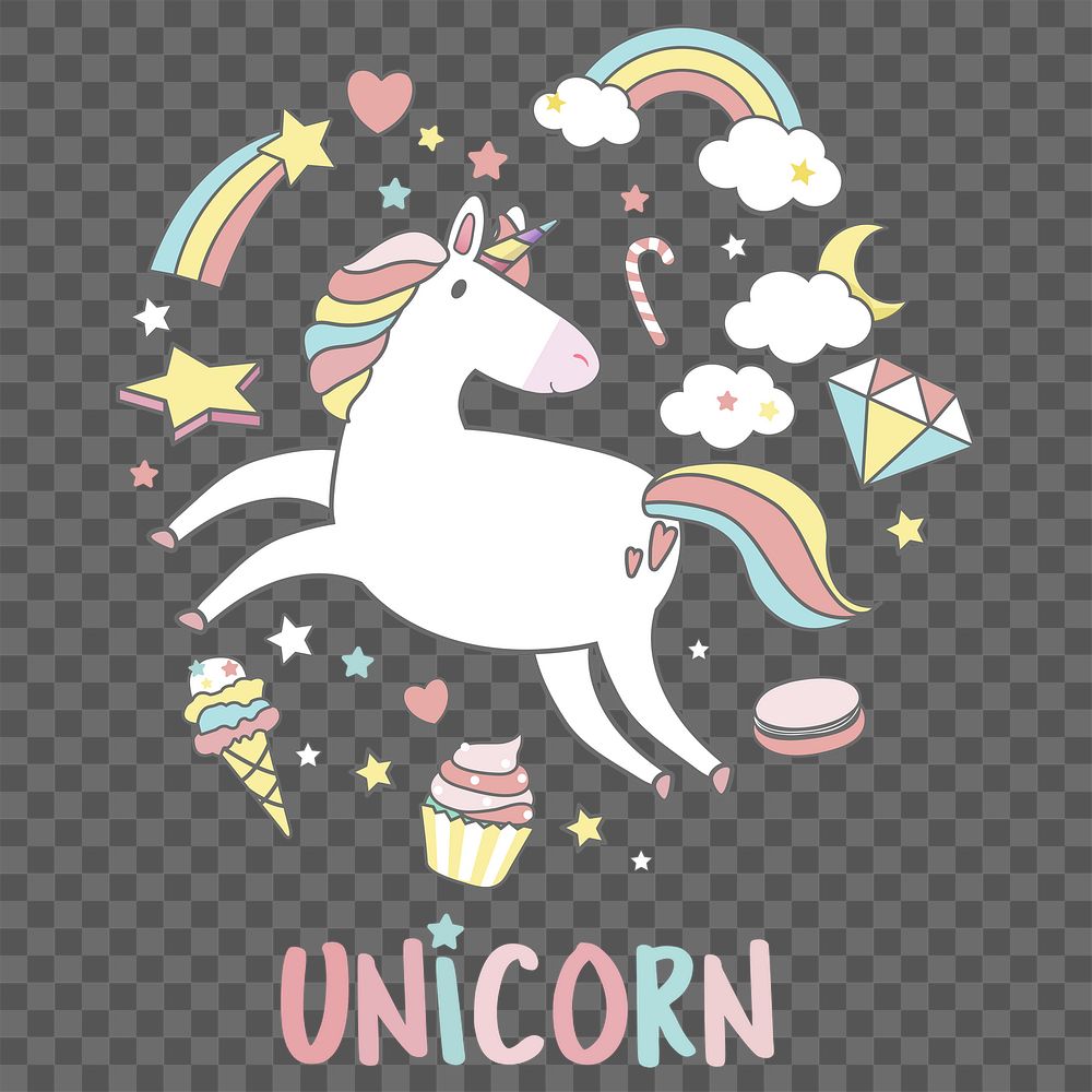 Cute unicorn png, transparent background
