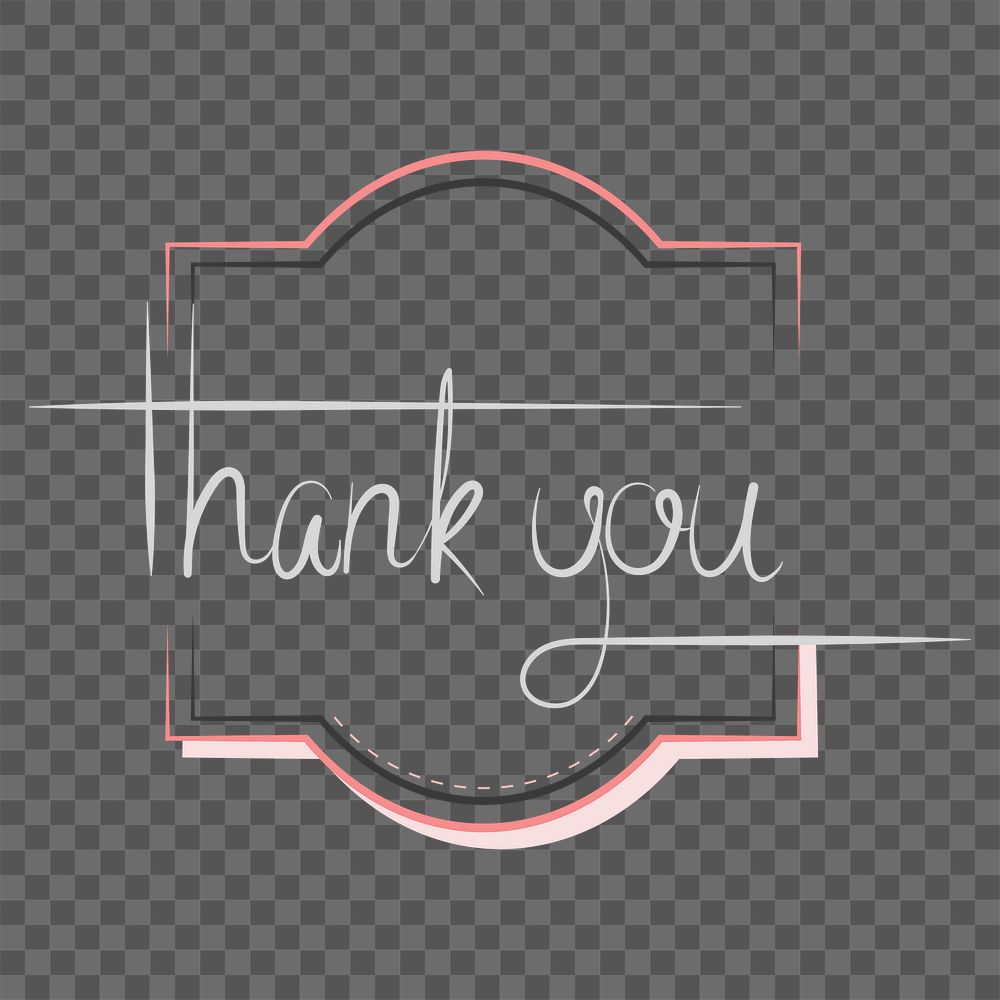 Thank you typography png, transparent background